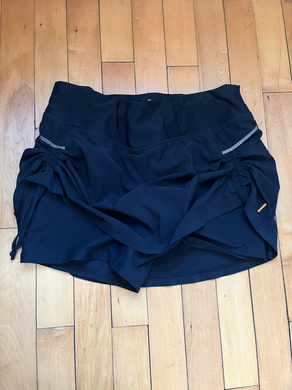 Lucy Black Athletic Skort with Side Drawstrings